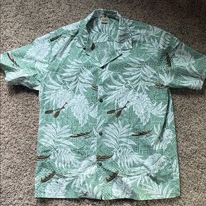 Tropical Green Leaf Print Men's Shirt